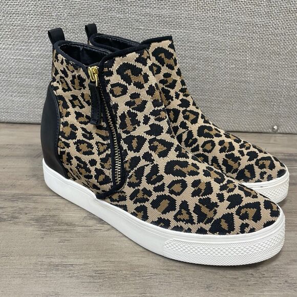 STEVE MADDEN Hidden Wedge Womens 9.5M Loxley Ankle Bootie Animal Print Casual - Picture 1 of 9
